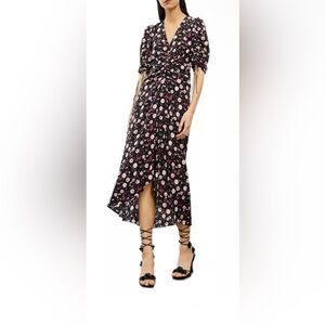 The Kooples Black Floral Midi Dress